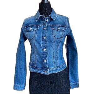 Kenzie blue denim jean jacket distressed cropped size small NWT